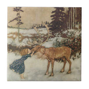 Carreau Gerda vintage et le renne par Edmund Dulac