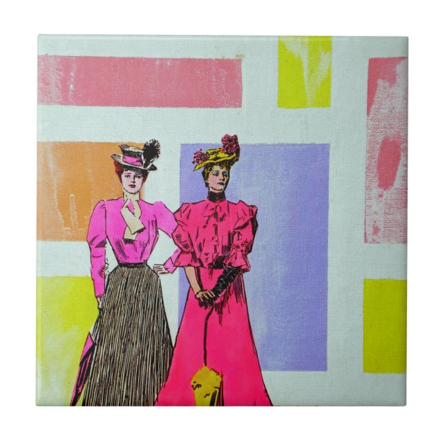 Carreau Gibson Girls in a Mondrian Motif (Devant)