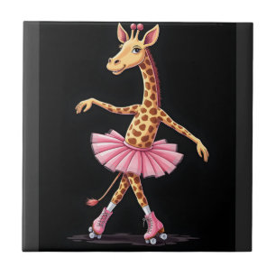 Carreau Girafe sur des patins à roulettes en justaucorps t