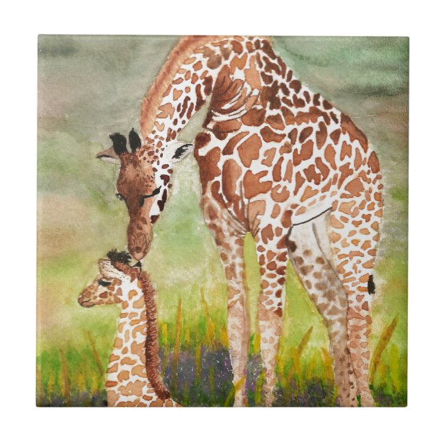 Carreau Girafes de mère et de bébé (Devant)