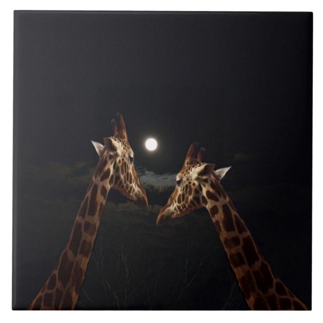 Carreau Giraffe Love In the Moonlight (Devant)