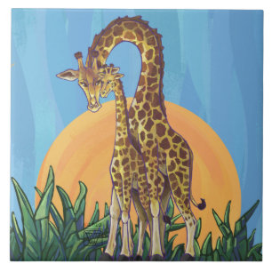 Carreau Giraffe maman et bébé