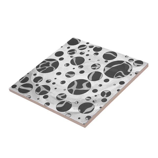 Carreau Giraffy Polka Dot noir et gris clair Impression (Côté)