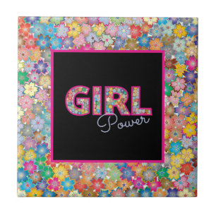 Carreau Girl Power   Fille rose belles femmes Fleurs sauva