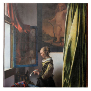 Carreau Girl Reading a Letter à Open Window, Vermeer