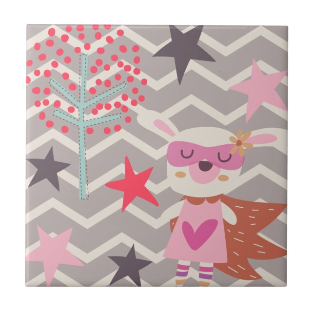 Carreau Girl Superhero Bunny (Devant)