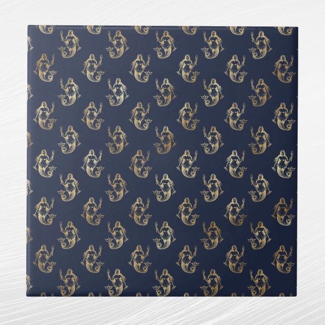 Carreau Glam Gold Mermaid Navy bleu (Créateur téléchargé)