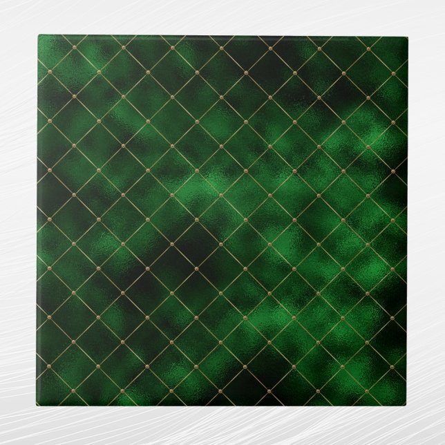 Carreau Glam Green Gold Géométrique Graphique (Créateur téléchargé)