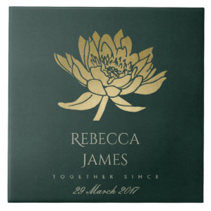 CARREAU GLAMOROUS OR SOMBRE VERT LOTUS ENREGISTRER LA DATE