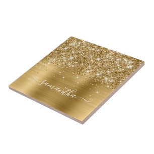Carreau Glittery Gold Girl Signature Calligraphie