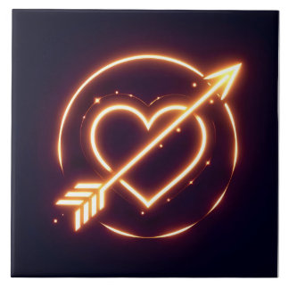 Carreau glowing image of a heart with cupid's arrow