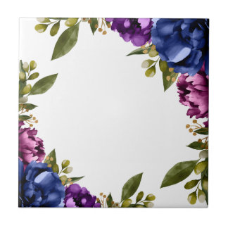 Carreau Glycine bleu à l'aquarelle violet élégant floral