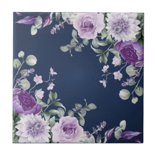 Carreau Glycine bleu floral aquarelle violet élégant