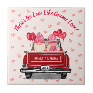 Carreau Gnome Love Rose Parties scintillant Coeurs Vintage