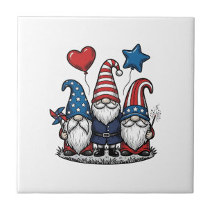 Carreau Gnome Patriotique Gravure Vintage Design Vectoriel