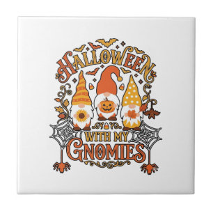 Carreau Gnomes d'Halloween Citrouille Toile d'Araignée Cha