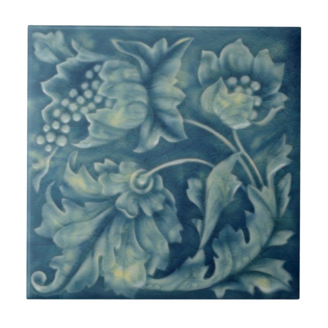 Carreau Godwin Hewitt Art nouveau Blue Majolica Repro (Devant)