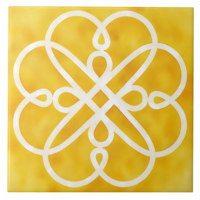 Carreau Gold and White Celtic Design Decorative Tile (Devant)