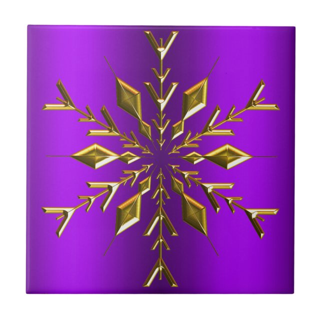Carreau Gold Christmas Star sur Purple (Devant)