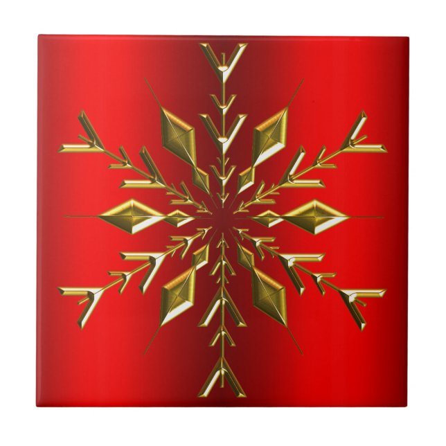 Carreau Gold Christmas Star sur Red (Devant)