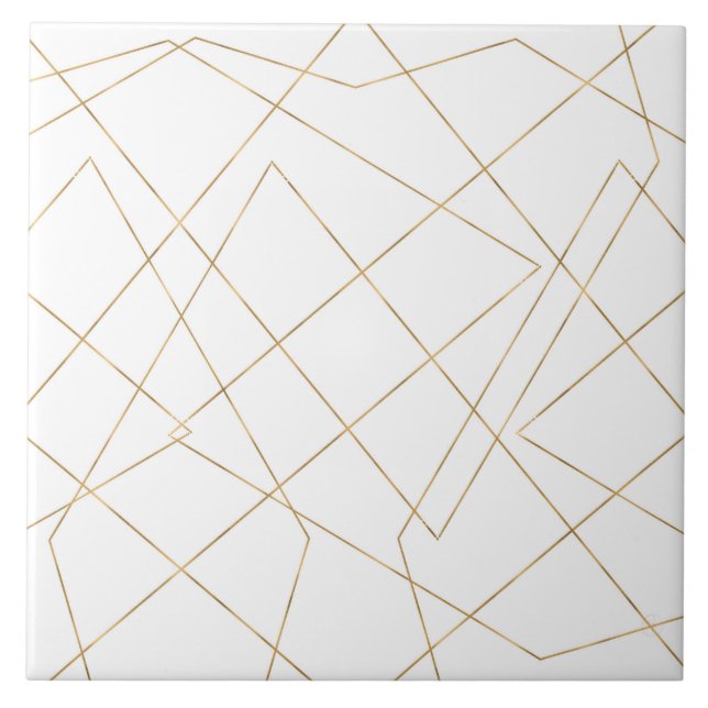 Carreau Gold Geometric Strokes Abstract (Devant)