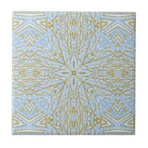 Carreau Golden bleu étoile design géométrique brillant