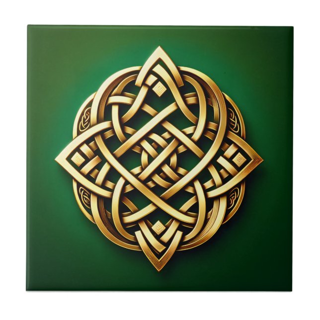 Carreau Golden Celtic noeud sur vert (Devant)
