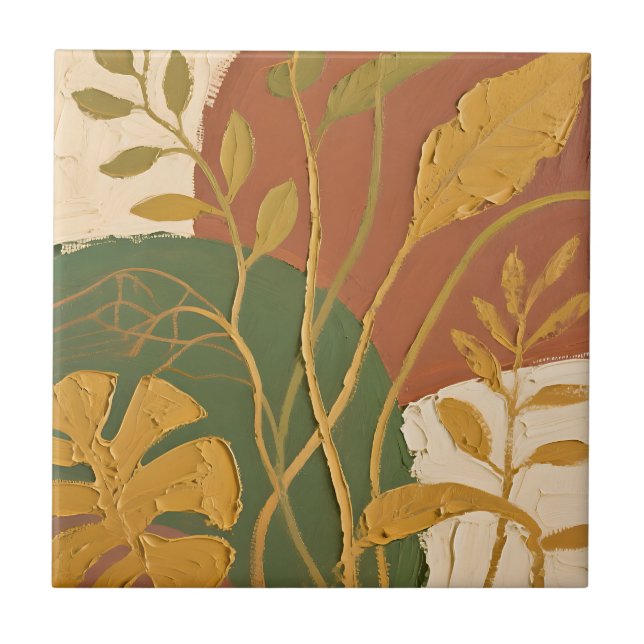 Carreau Golden Leaves Abstract (Devant)