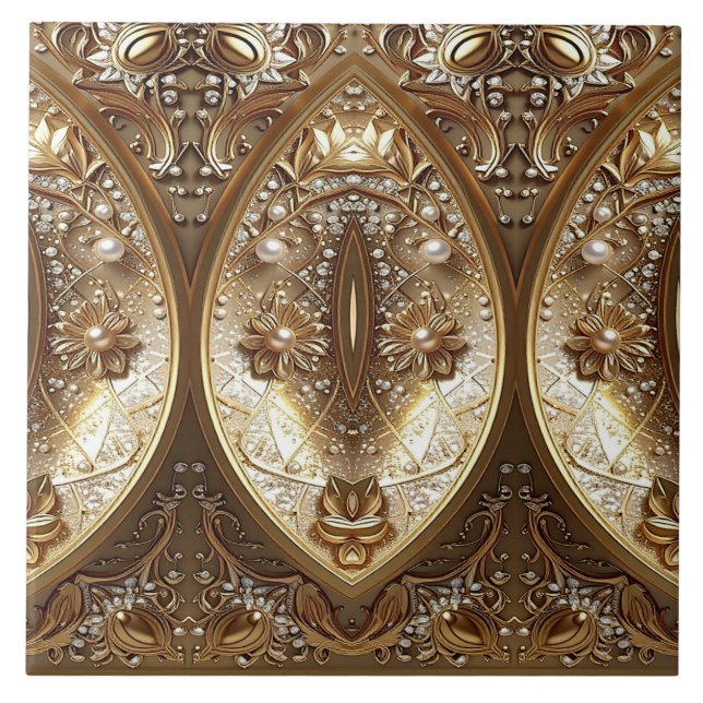 Carreau Golden Ornate Ceramic Tile (Devant)