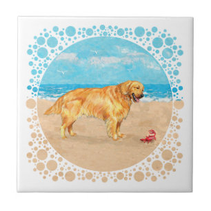 Carreau Golden Retriever à la Plage