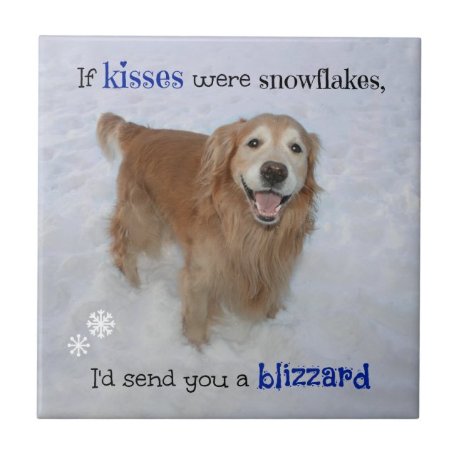 Carreau Golden Retriever Snowflers Kisses (Devant)