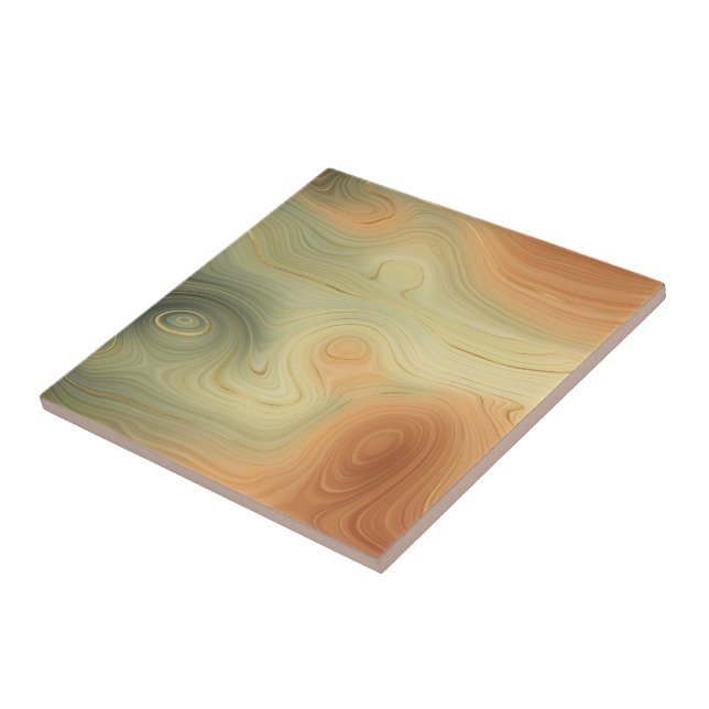 Carreau Golden Strata | Pêche Brûlée Orange Vert Agate (Côté)