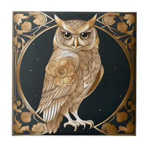 Carreau Golden Vintage Owl Art Déco