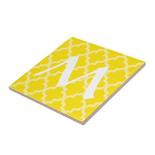 Carreau Golden Yellow Moroccan Moods Quatrefoil avec/ Init (Côté)