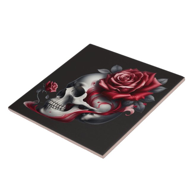 Carreau Gothic Skull Rose  (Côté)