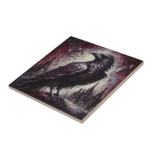 Carreau Gothique Corbeau Corneille Oiseau Peinture Black R