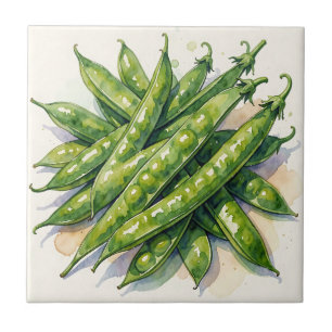 Carreau Gousses de pois à l'aquarelle