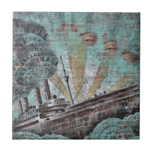 Carreau Graffiti bleu vintage