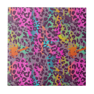 Carreau Graffiti Leopard Motif Art Abstrait coloré
