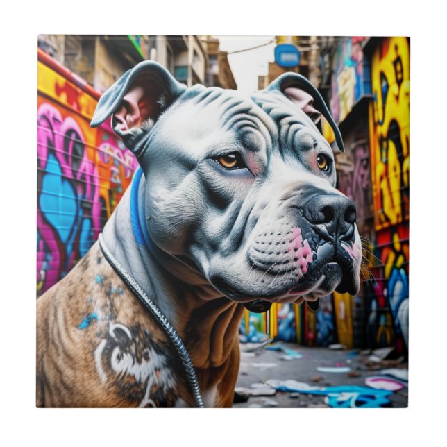 Carreau Graffiti Street Art City Pitbull Lover (Devant)