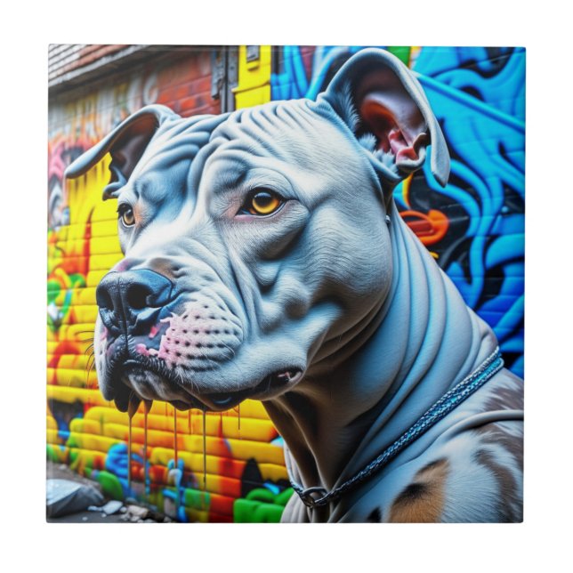 Carreau Graffiti Street Art City Pitbull Lover (Devant)