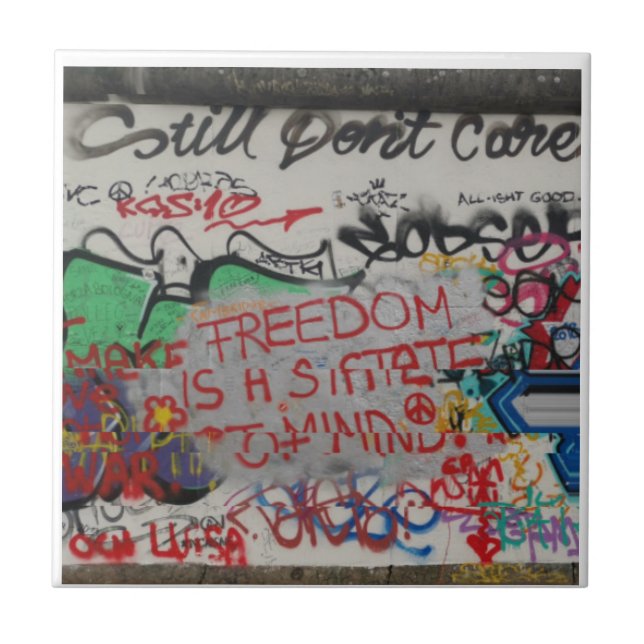 Carreau Graffiti Street Art Tile de Berlin Wall East Side (Devant)