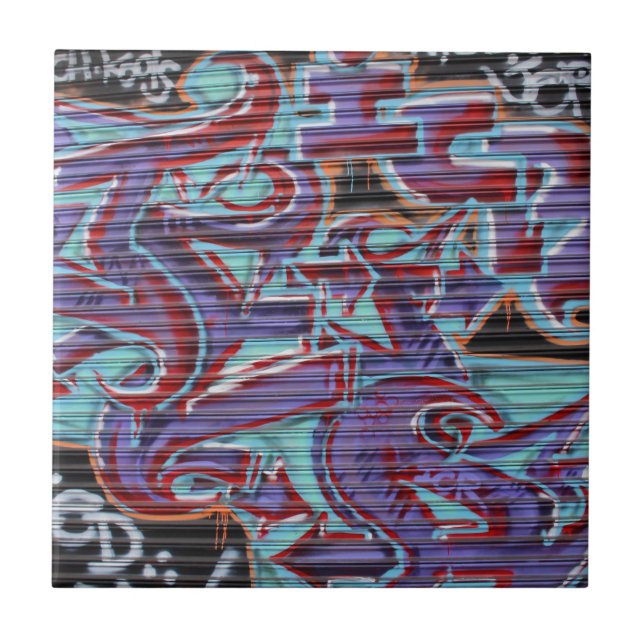 Carreau Graffiti violet sur Shutter (Devant)