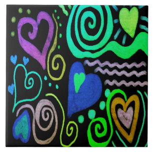 Carreau Grafitti Coeurs Peinture Abstraite