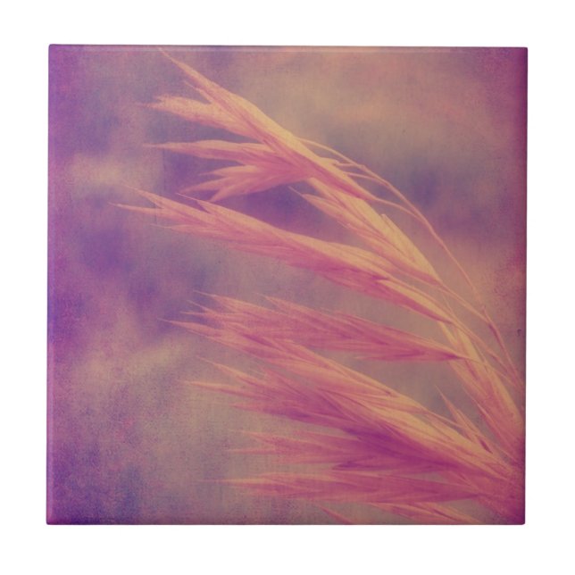Carreau Graine d'herbe violet Art numérique de brume (Devant)