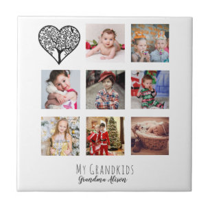 Carreau Grand-mère aime sa famille arbre photo collage Cad