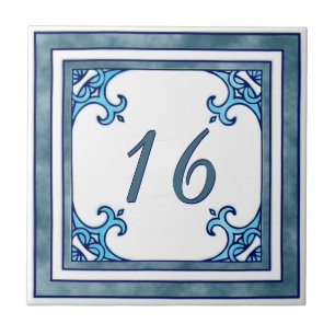 Carreau Grand numéro de maison turquoise