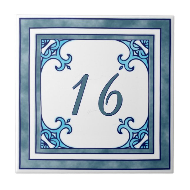 Carreau Grand numéro de maison turquoise (Devant)