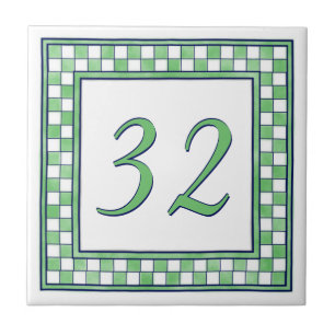 Carreau Grand numéro de maison vert et blanc