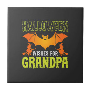 Carreau Grand-père Halloween Chauve-souris Sorcière Souhai